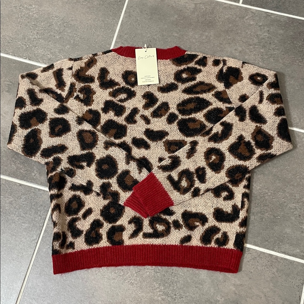 Easy Clothes Leopard And Red Riley Sweater size M/L - Picture 4 of 8